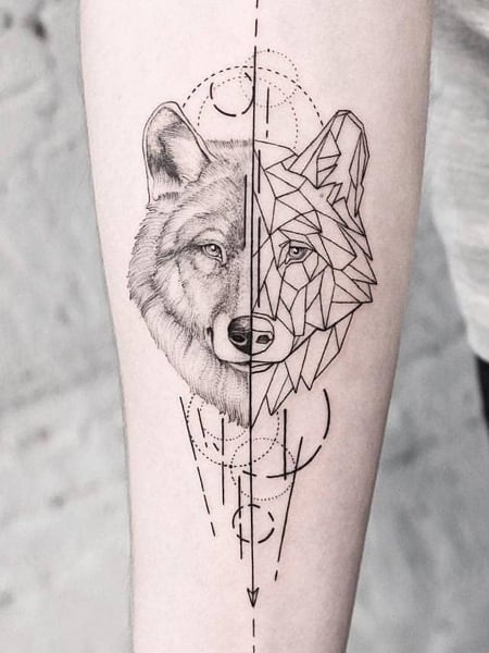 Geometric Wolf Tattoo