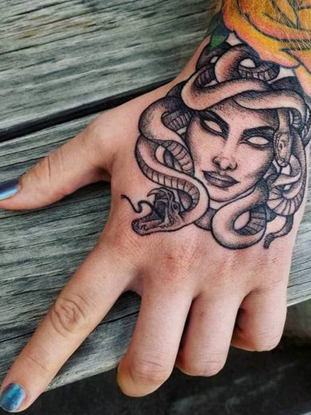 Medusa Hand Tattoo