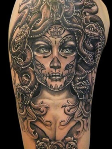 Medusa Sugar Skull Tattoo