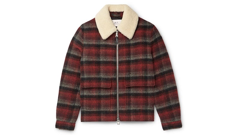 Mr. P. Shearling Trimmed Checked Wool Jacket