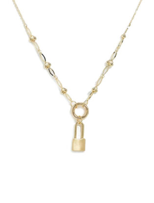 Nylon Lock Pendant Necklace In Gold