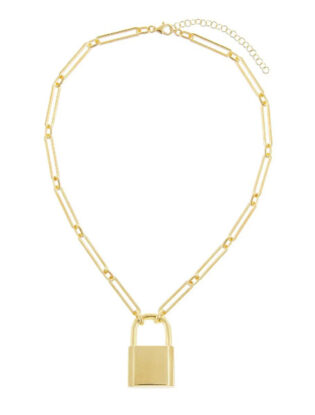 Open Link Lock Pendant Necklace