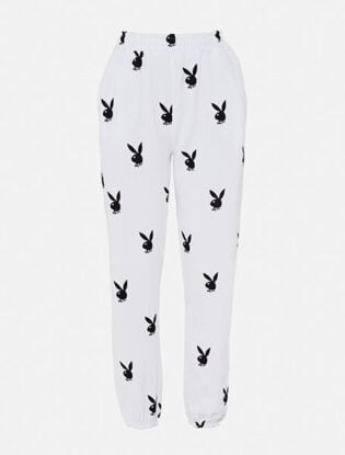 Playboy X Missguided White Bunny Print Joggers