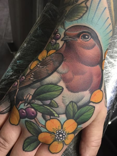 Tatuaje de pájaro Robin