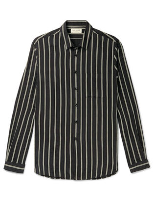 Saint Laurentstriped Silk Blend Voile Shirt