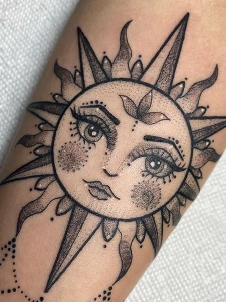 Sun Face Tattoo