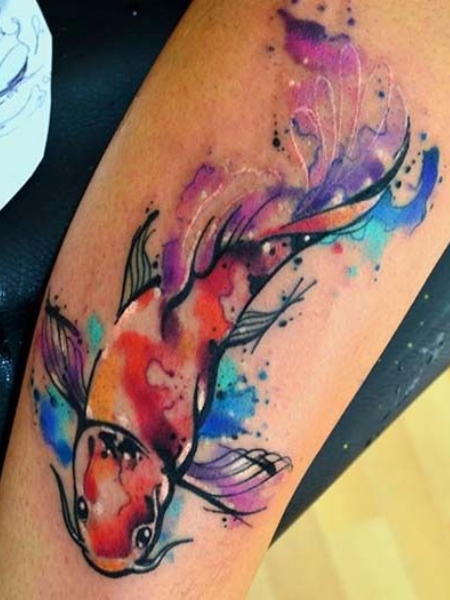 Watercolour Koi Fish Tattoo