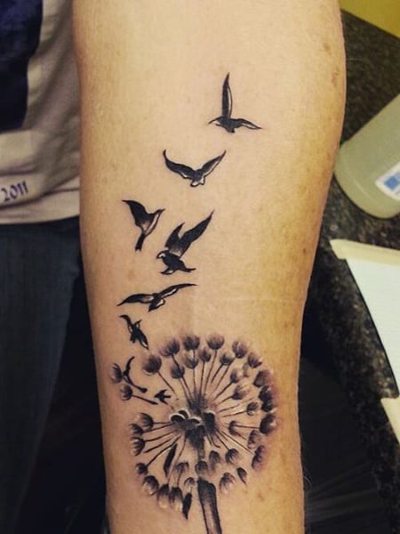 Dandelion and Bird Tattoo