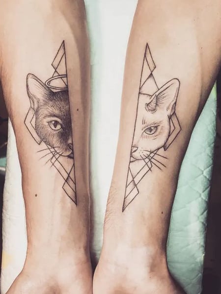 Geometric Cat Tattoo