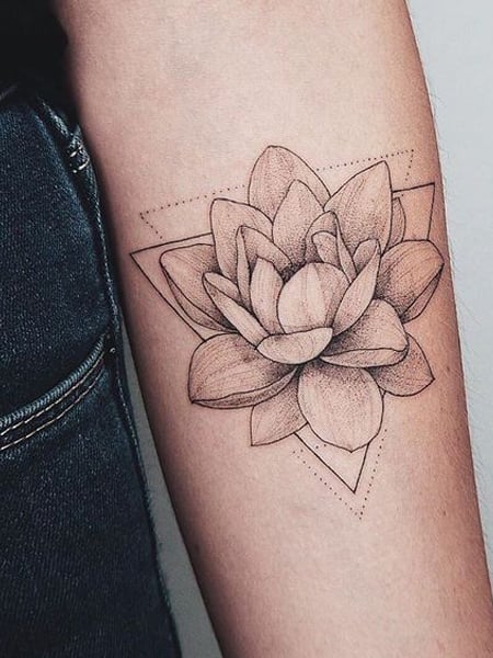 classylittletattoos tiny geometric water lily tattoo