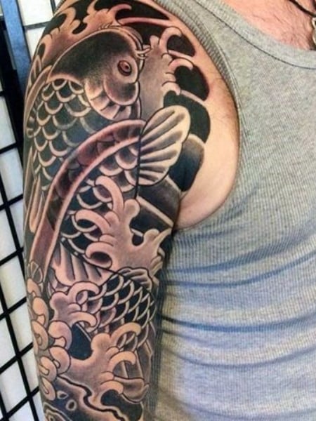 koi tattoo  חיפוש בGoogle  Koi tattoo design Chinesische tattoos  Schwarze und graue tattoos