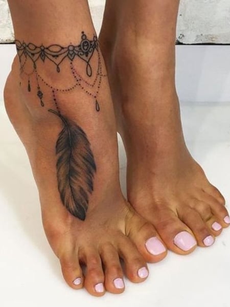 65 Amazing Feather Tattoos On Foot