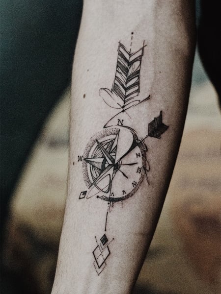 Arrow Compass Tattoo