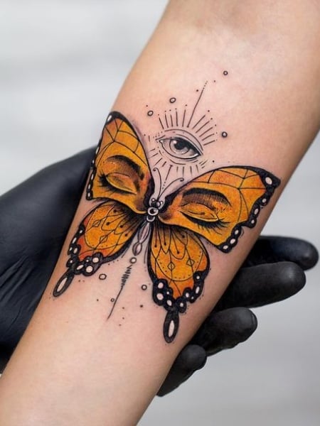 Butterfly With Eyes Tattoo