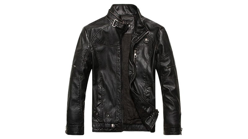 Men's PU Leather Biker Jacket Motorcycle Bomber Coats Zip Autumn Warm Outwear UK 