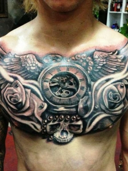 Clock Chest Tattoo