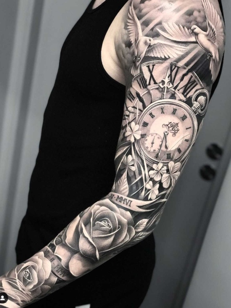 Clock Sleeve Tattoo