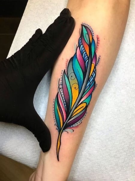 Rainbow Peacock Feather Tattoo