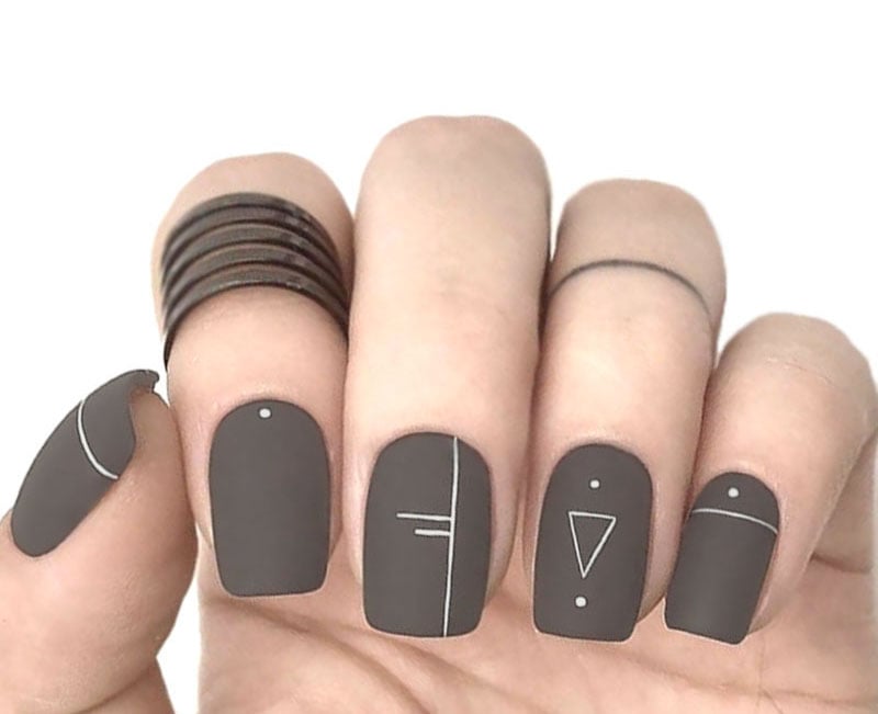 light grey nail design