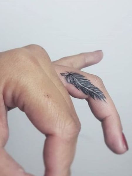 Feather Finger Tattoo