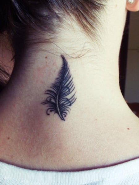 Feather Neck Tattoo