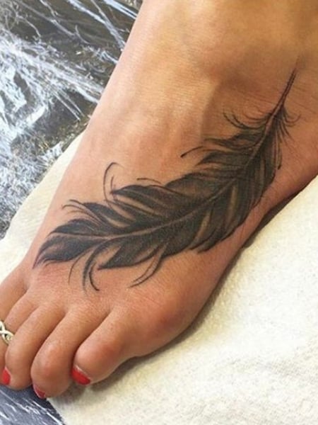 Feather Tattoo On The Foot