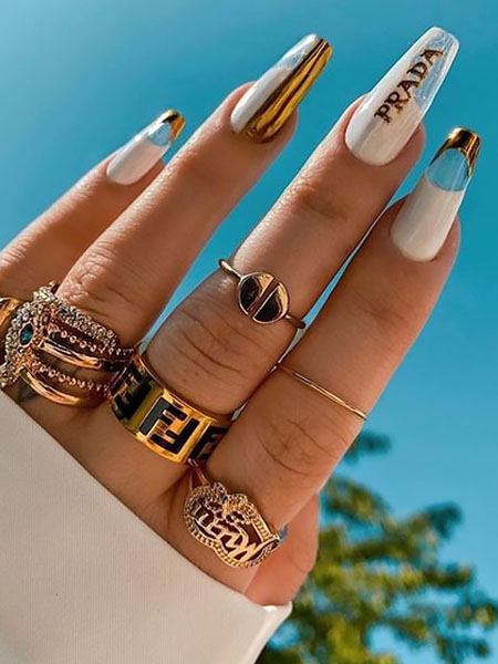 Gold Logomania Nails