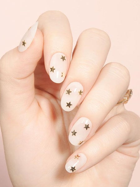 Gold Stars Nails