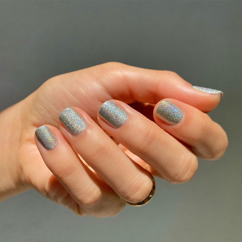 Grey Glitter Nails