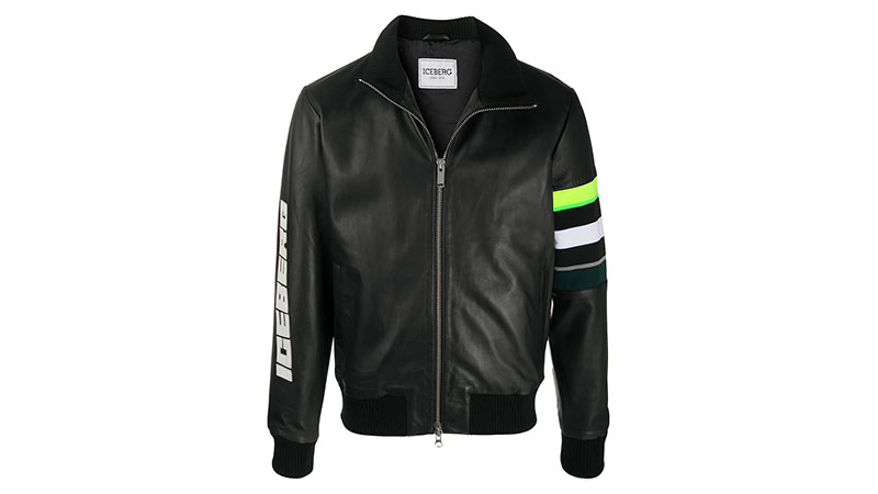 Iceberg Logo Leather Jacket