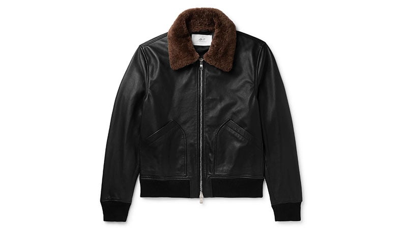 Mr P. Shearling Trimmed Leather Bomber Jacket