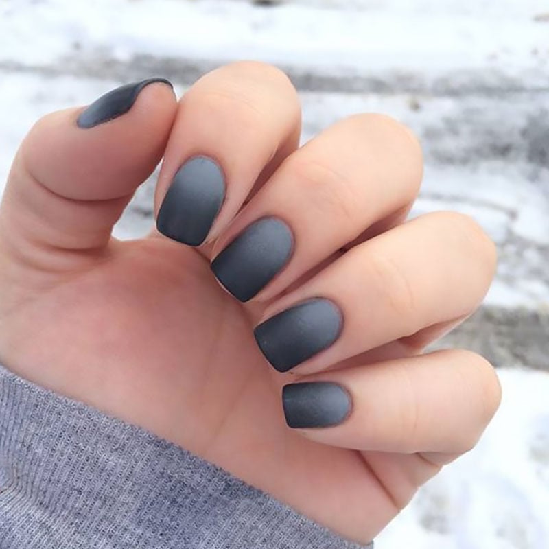 Matte Grey Ombre Nails