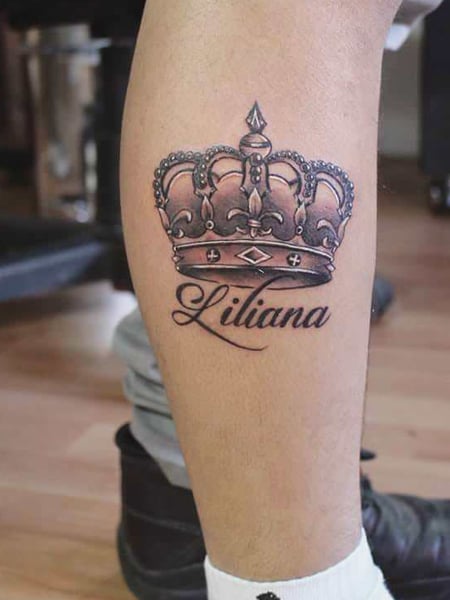 Name With Crown Tattoo