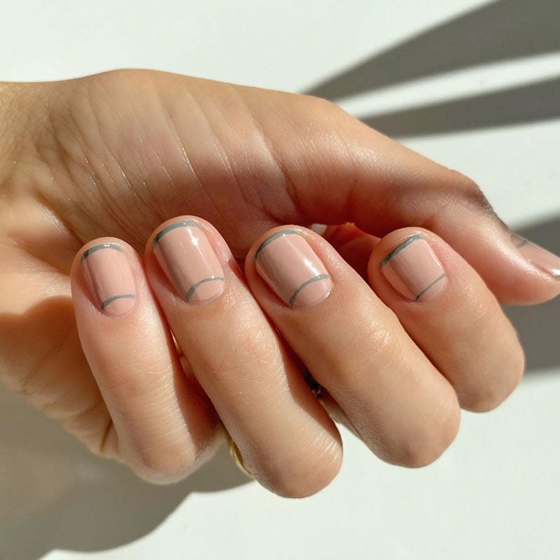 Nude And Grey Nails