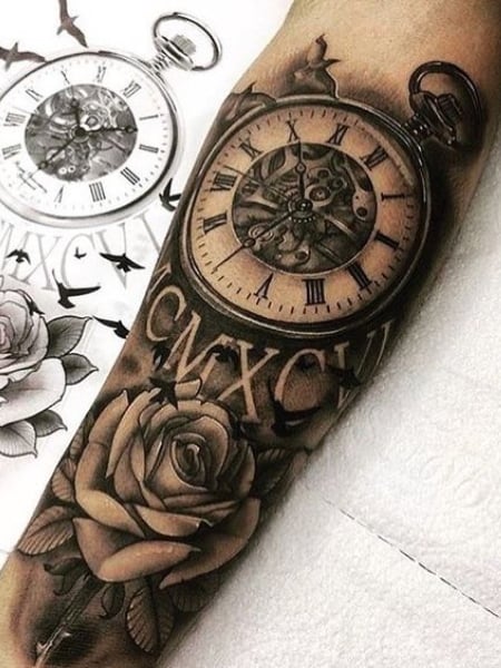 40 Best Clock Tattoos for Men & Meaning - The Trend Spotter 40 Best Clock Tattoos for Men & Meaning - The Trend Spotter