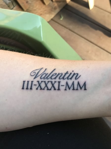 Roman Numerals Tattoo With Name 