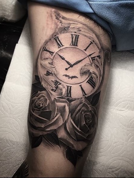 Roman Numerals And Clock Tattoo