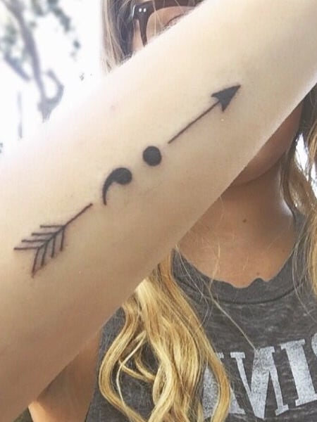 Semicolon Arrow Tattoo