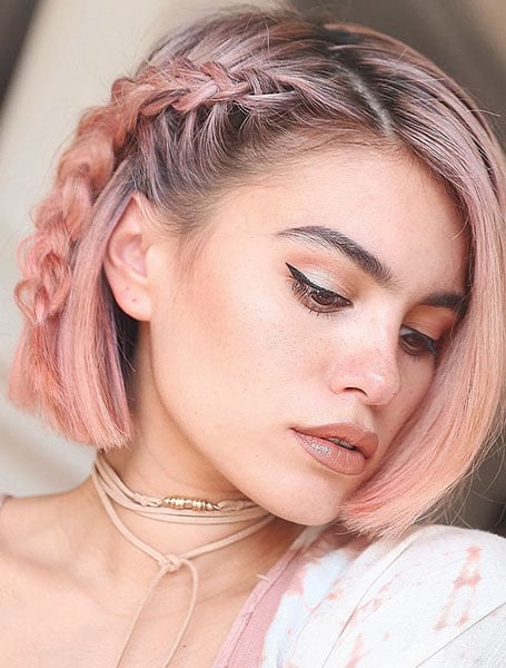 Side Braid With Rose Gold Hair