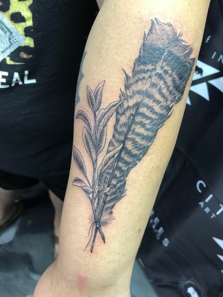Turkey Feather Tattoo