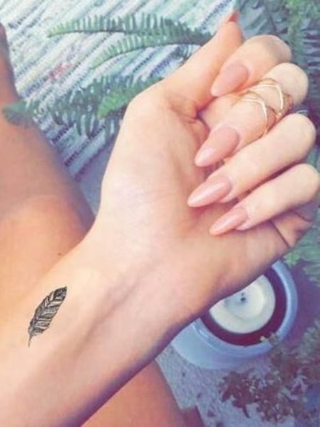 Wrist Feather Tattoo