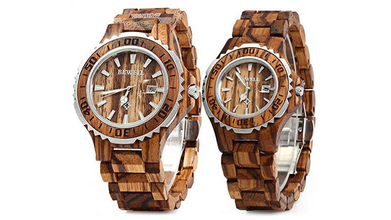Bewell Zs 100b Couple Wooden Quartz Watch