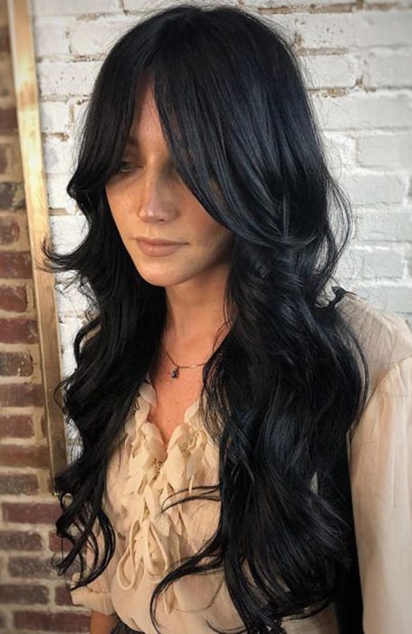 Side Part Wavy Black Hair with Blonde and Brown Highlights Wig   hairbysam002