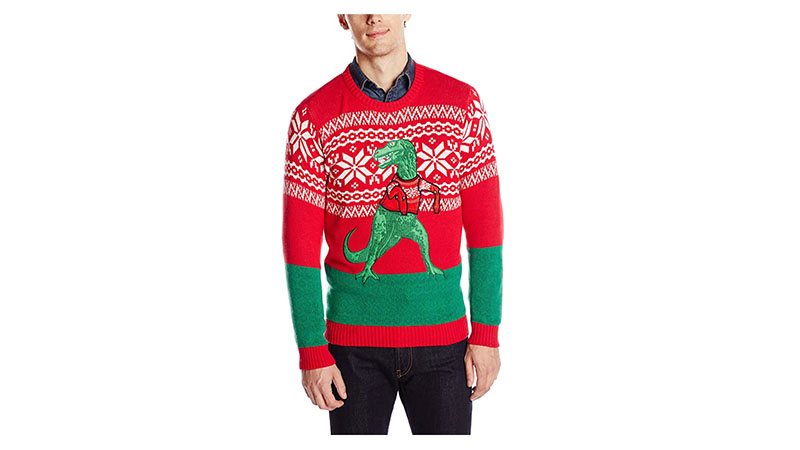 Blizzard Bay Men's Ugly Christmas Sweater Dinosaur