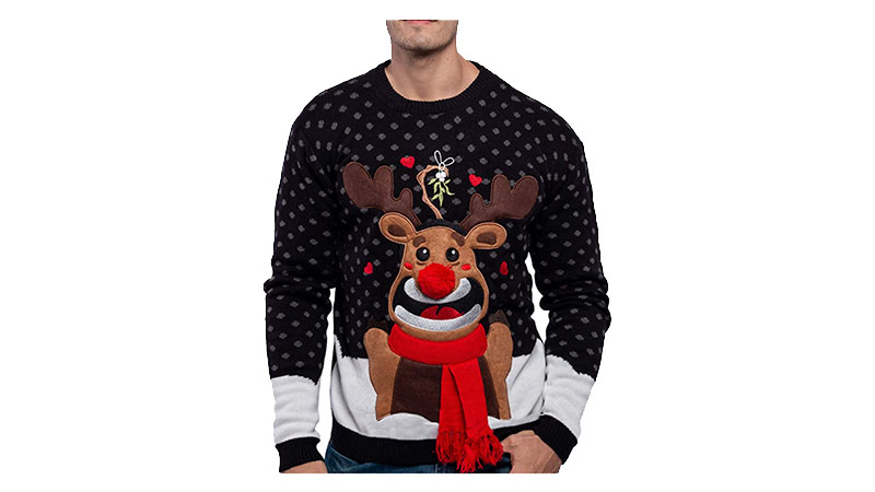Christmas Fuzzy Reindeer Ugly Sweater