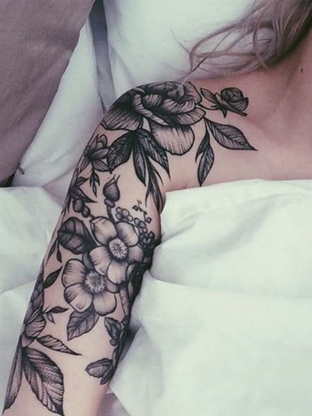 Flower Half Sleeve Tattoo (1)