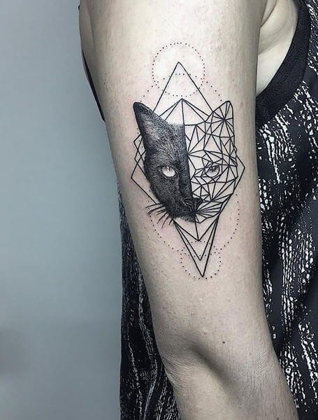 20 Cute Simple Cat Tattoo Ideas for Kitty Lovers  Geometric cat tattoo Cat  tattoo simple Simple wrist tattoos