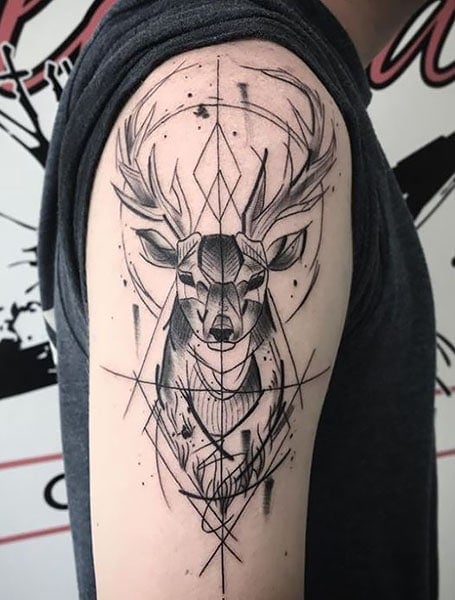 Geometric Deer Tattoo