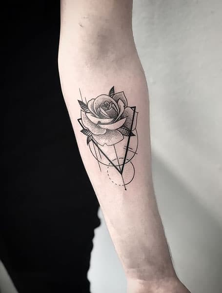 Geometric Rose Tattoo