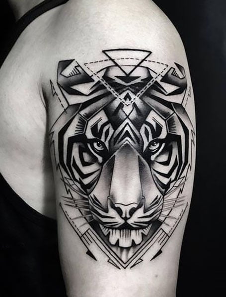 Geometric Tiger Tattoo
